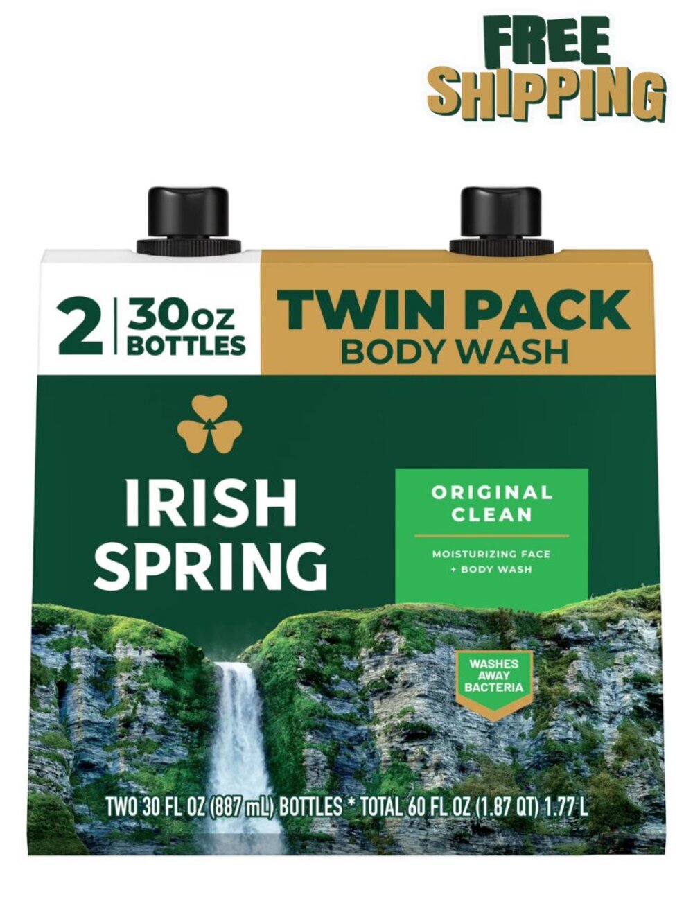 Irish Spring Original Clean Body Wash Men 30 oz Twin Pack 2 Pack